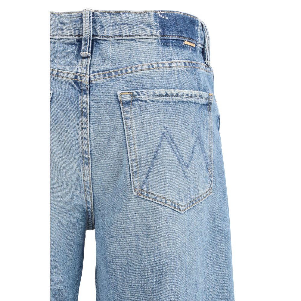 Mother Denim جينز أزرق قطني بقصة مستقيمة