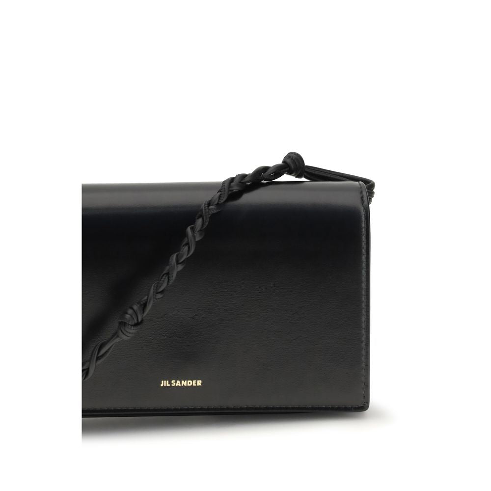 Jil Sander محفظة من جلد عجل أسود بوس توروس