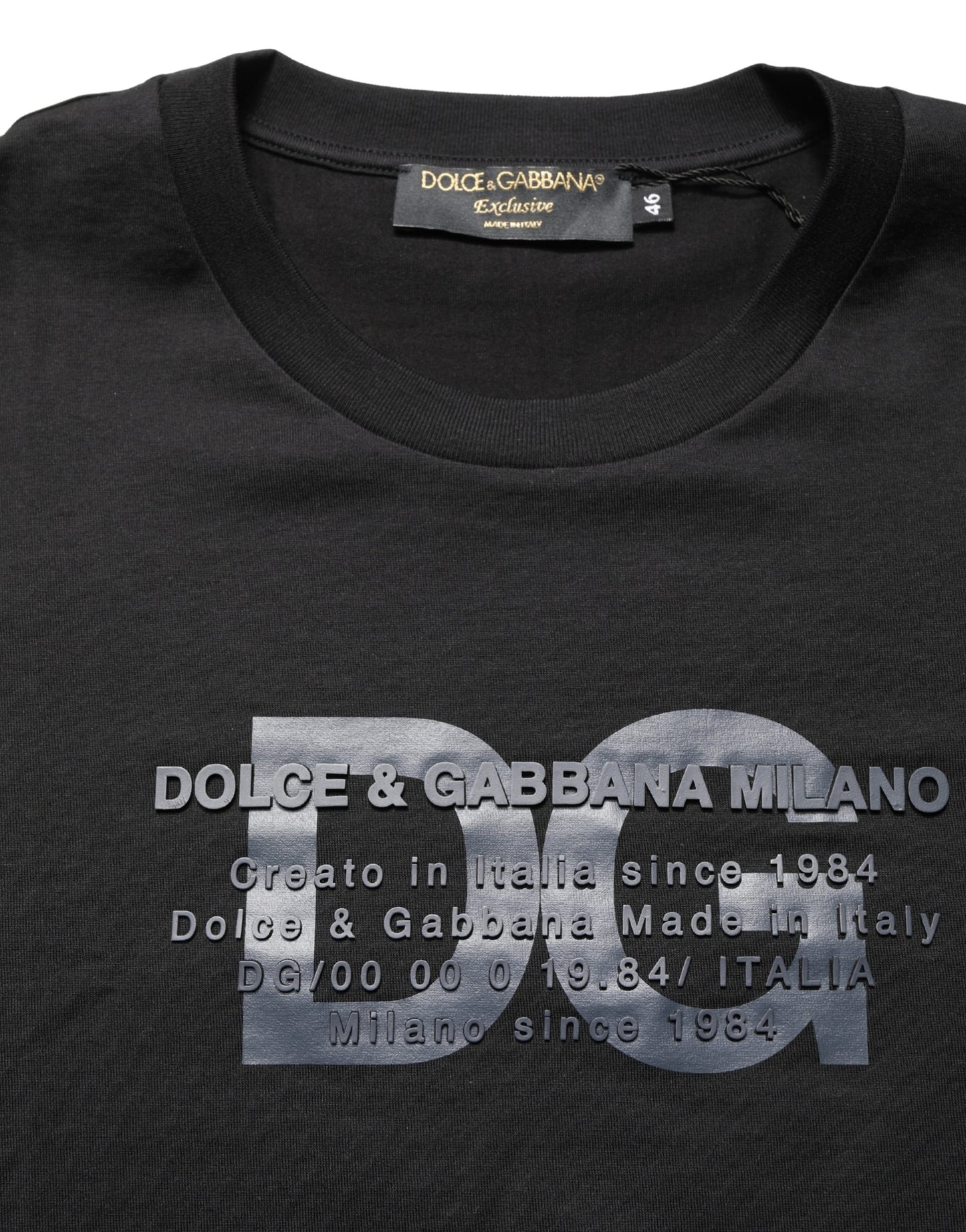 Dolce & Gabbana Black Logo DG Print Cotton Crew Neck T-shirt