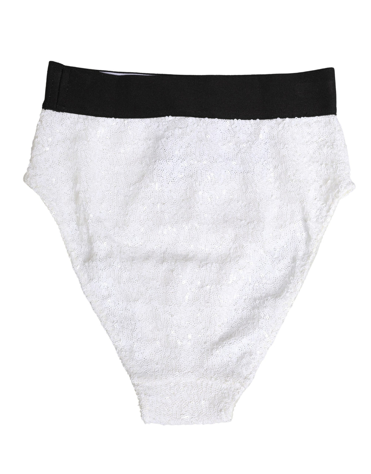 Dolce & Gabbana White Black Sequin High Waist Panty Underwear