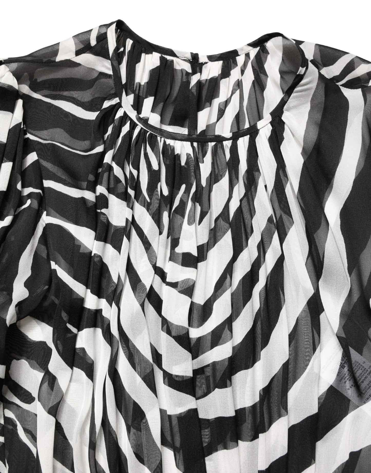 MSGM Black White Zebra Puff Sleeves Mini Dress