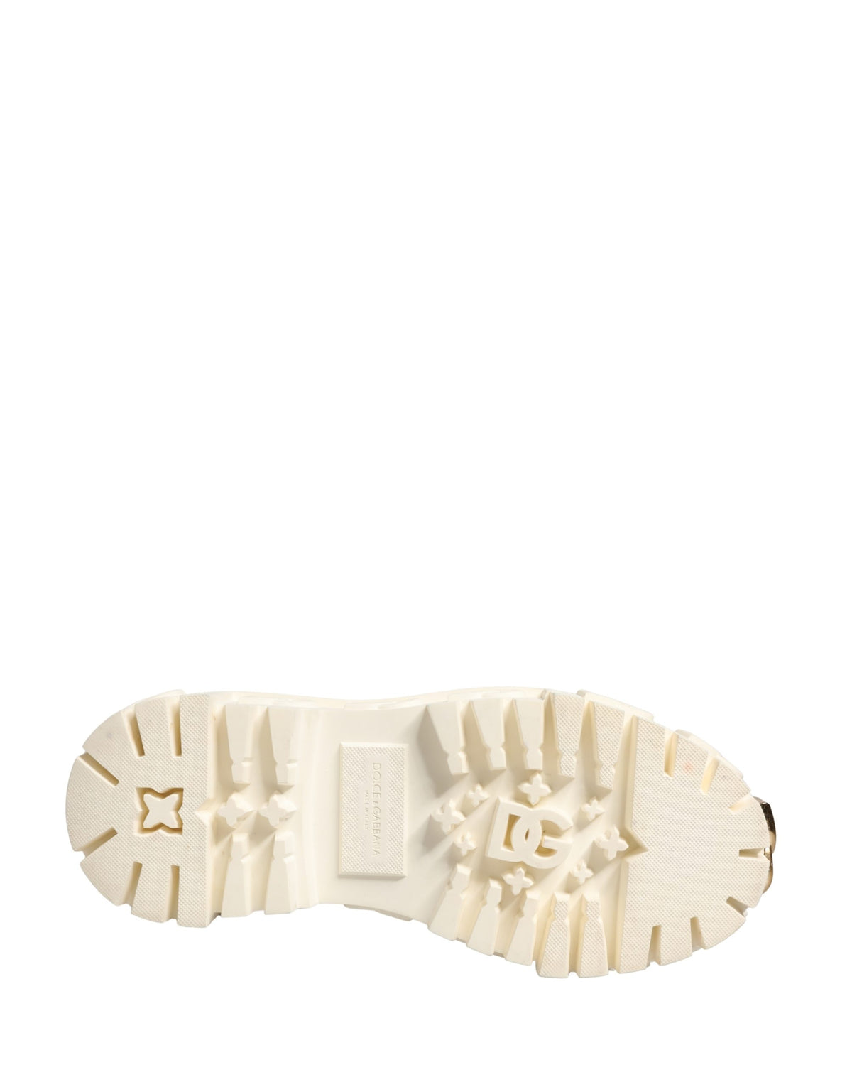 بوت كاحل دولتشي آند غابانا من الجلد الأبيض بشعار مطاطي
