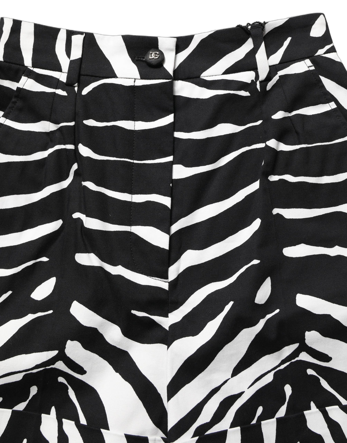 Dolce & Gabbana Black White Zebra Print Cotton High Waist Shorts