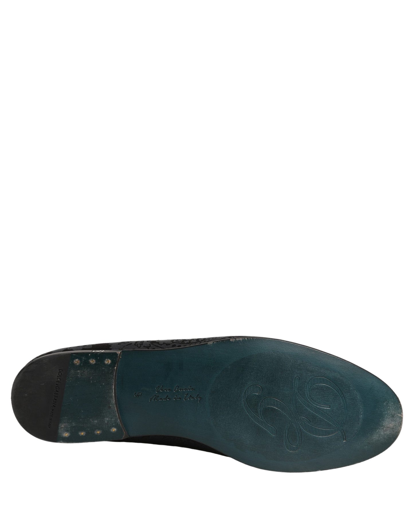 Dolce & Gabbana Blue Jacquard Leather Slip On Loafers Shoes
