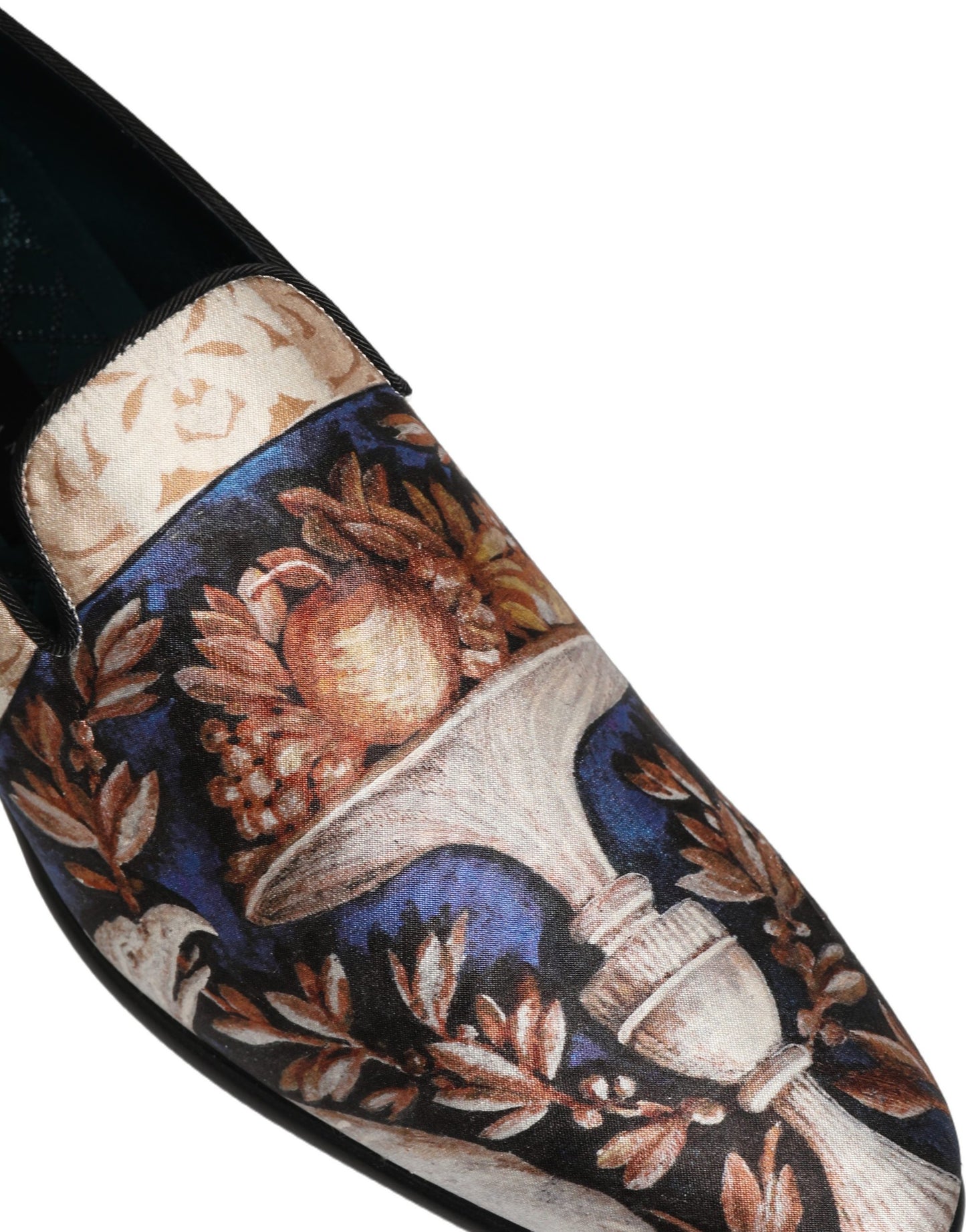 Dolce & Gabbana Multicolor Fruit Print Velvet Loafers Shoes