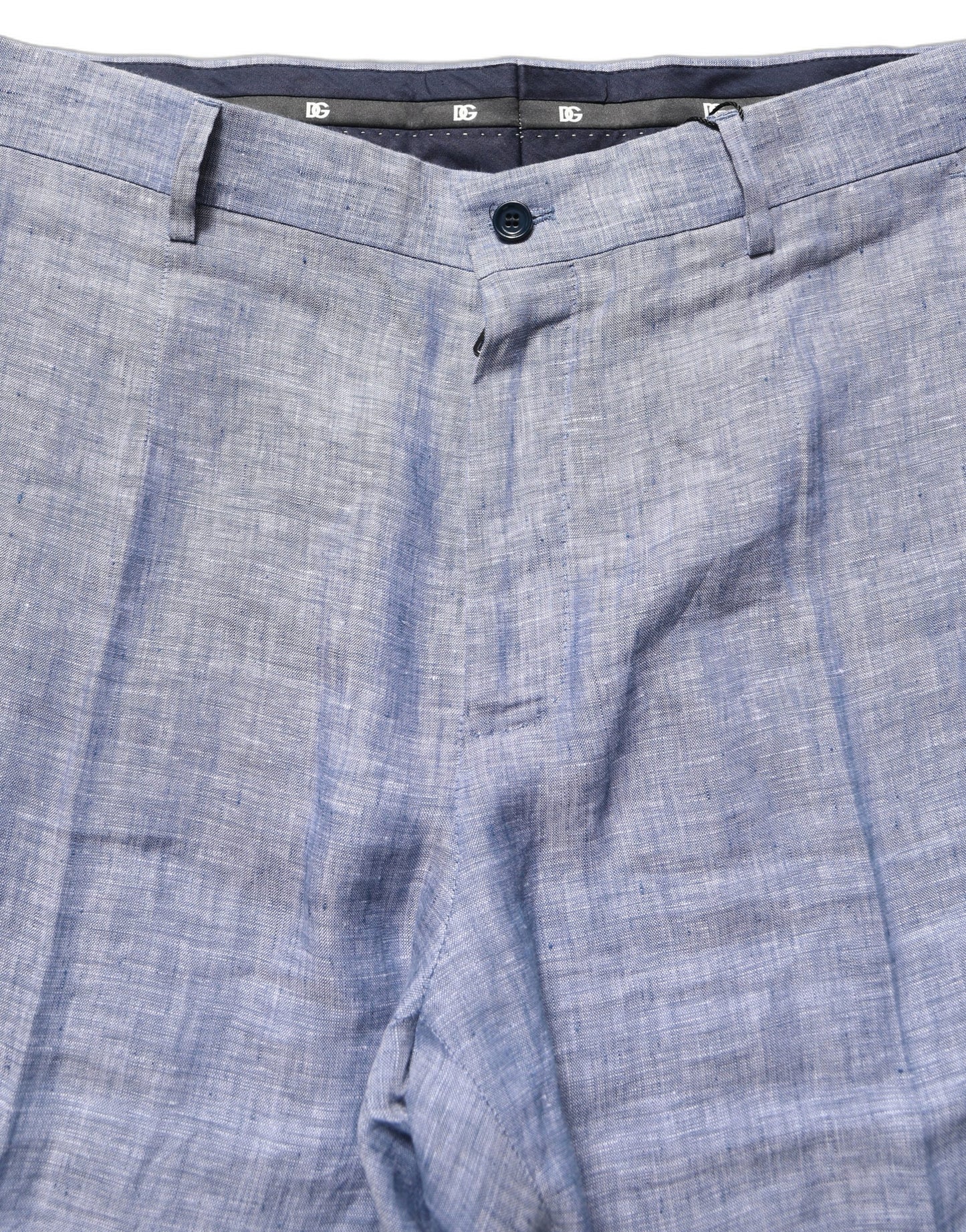 بنطلون قماش بقصة مستقيمة من Dolce & Gabbana Light Blue Linen