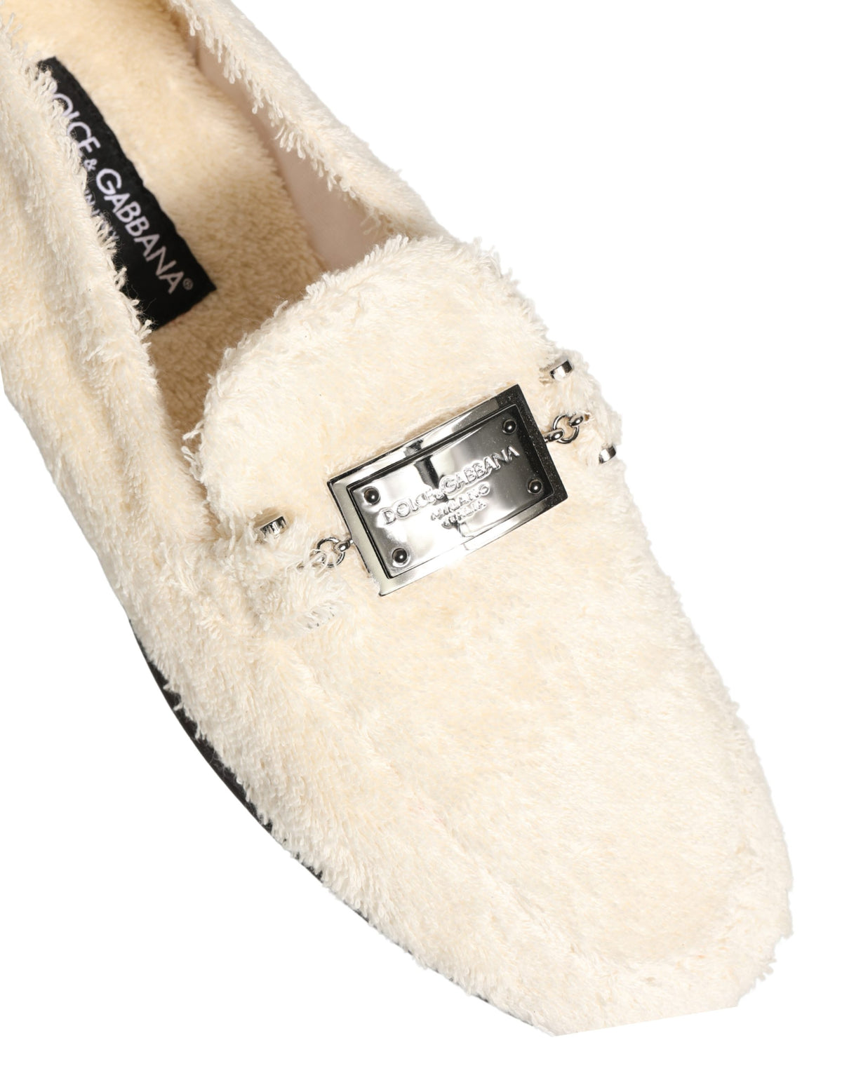 Dolce & Gabbana White Fur Shearling Men Dress Loafers Shoes
