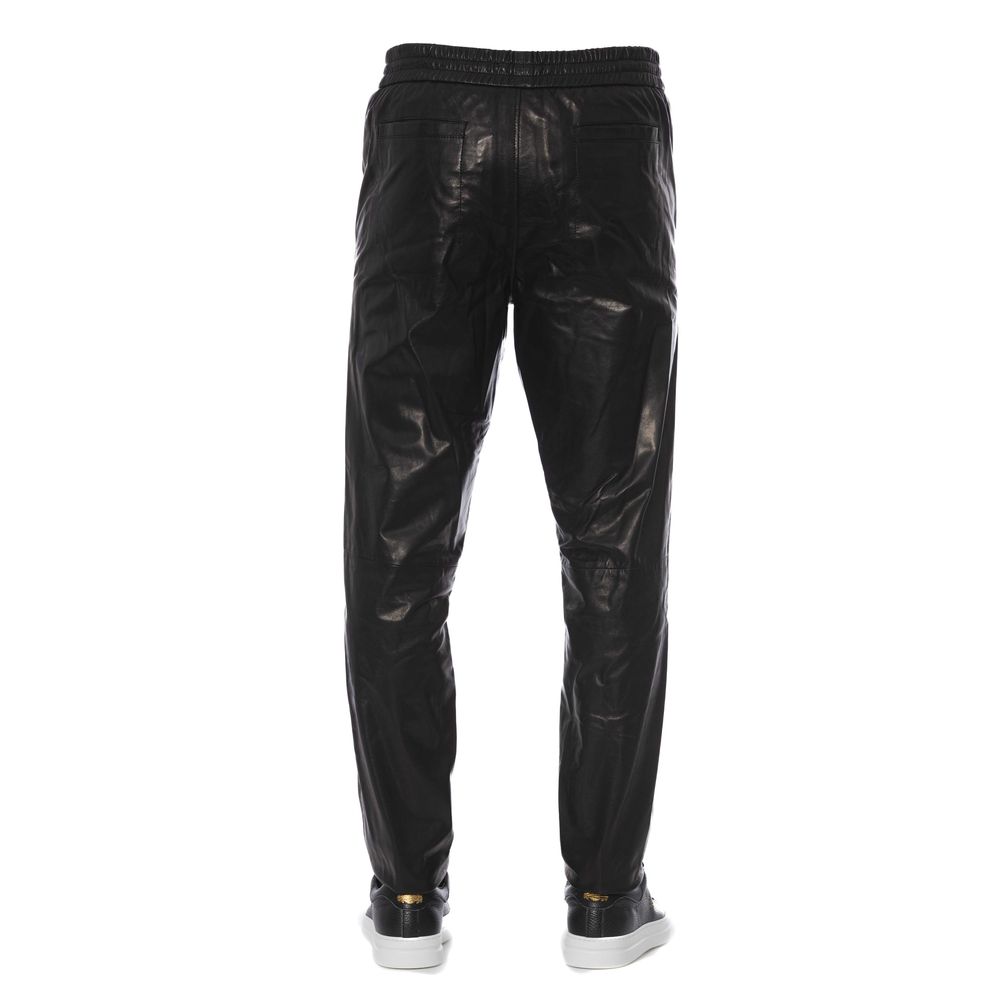 Trussardi Black Lamb Leather Men Pant