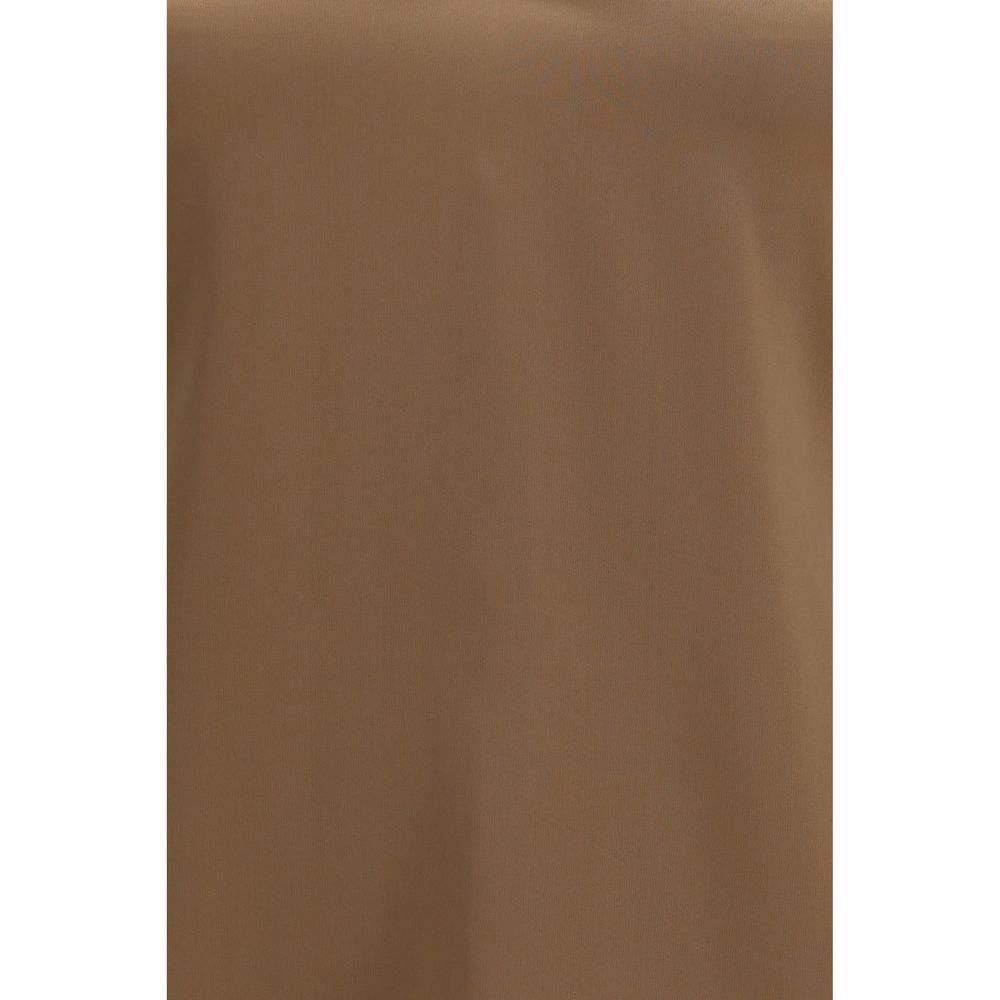 Brunello Cucinelli Brown Silk Sleeveles T-Shirt
