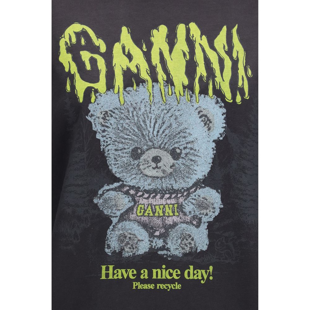 Ganni Gray Cotton T-Shirt