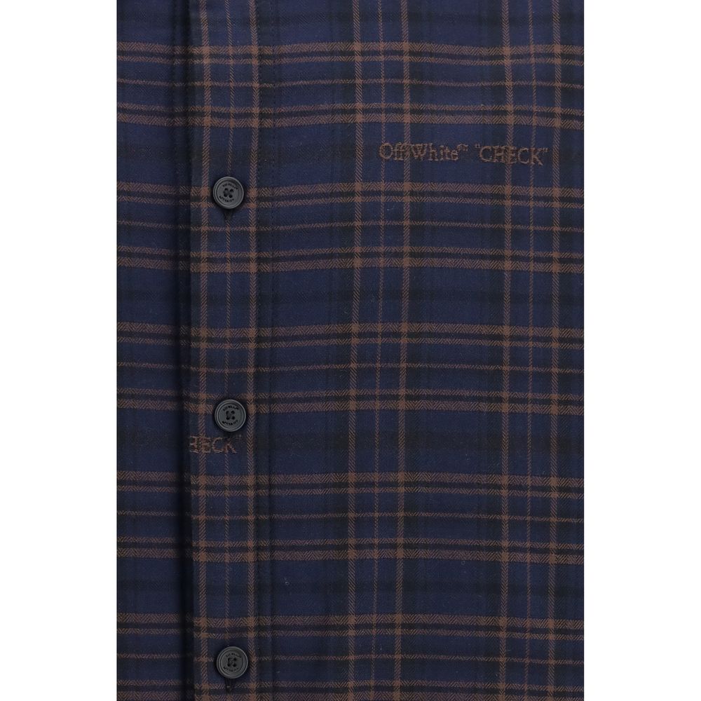 Off-White Blue Cotton Pattern Shirt