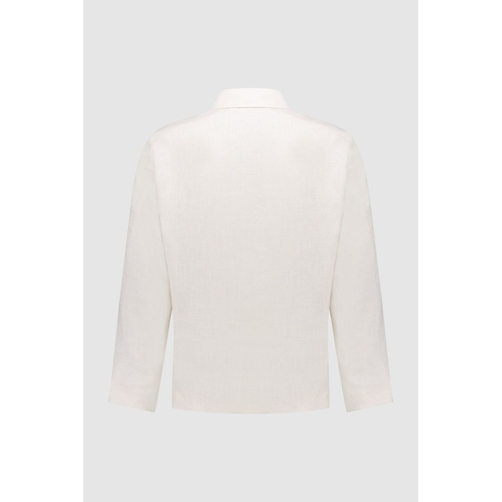 Autore Beige Linen Biker Jacket