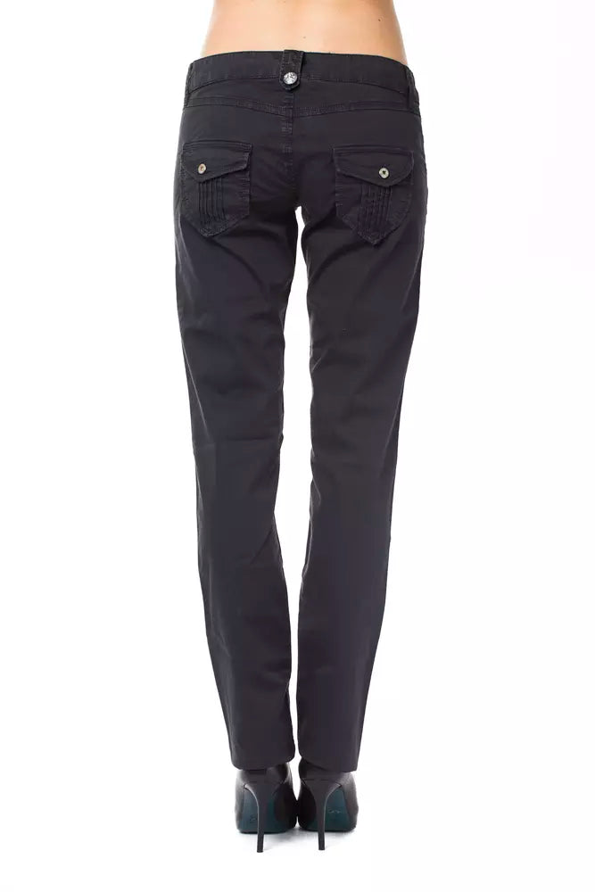 Ungaro Fever Blue Cotton Women's Regular Fit Pant