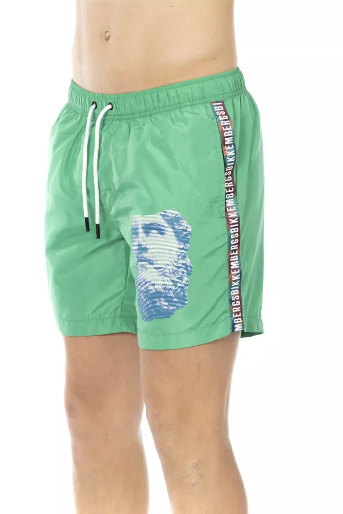 شورت سباحة رجالي من البوليستر الأخضر من Bikkembergs