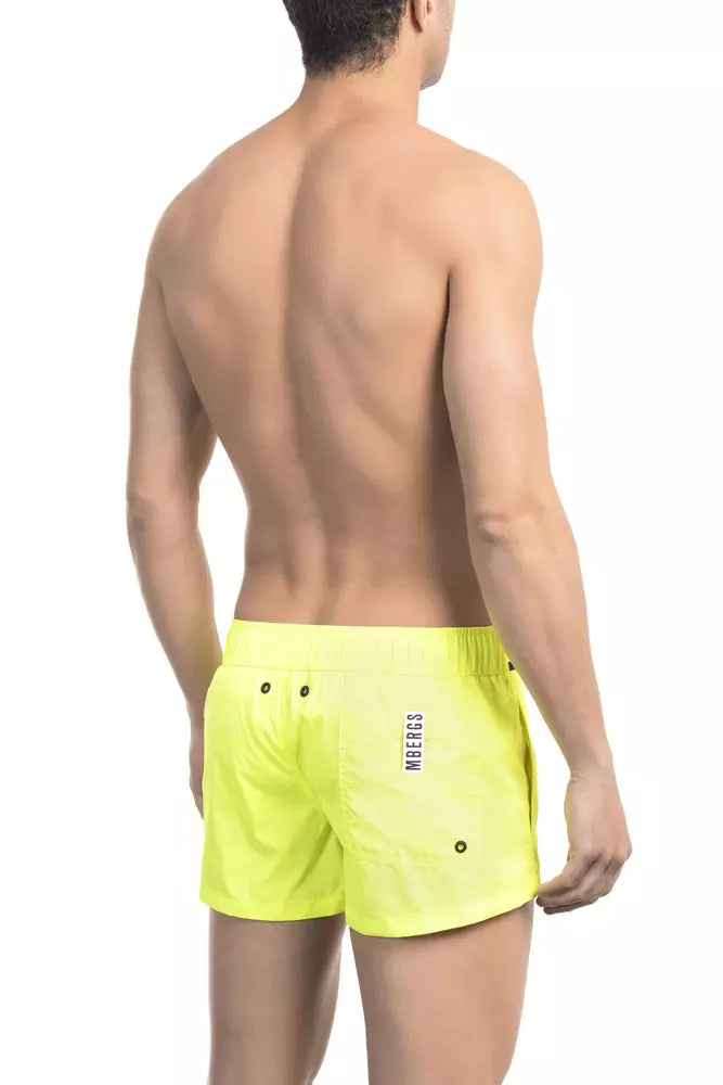 شورت سباحة رجالي من البولياميد الأصفر من Bikkembergs