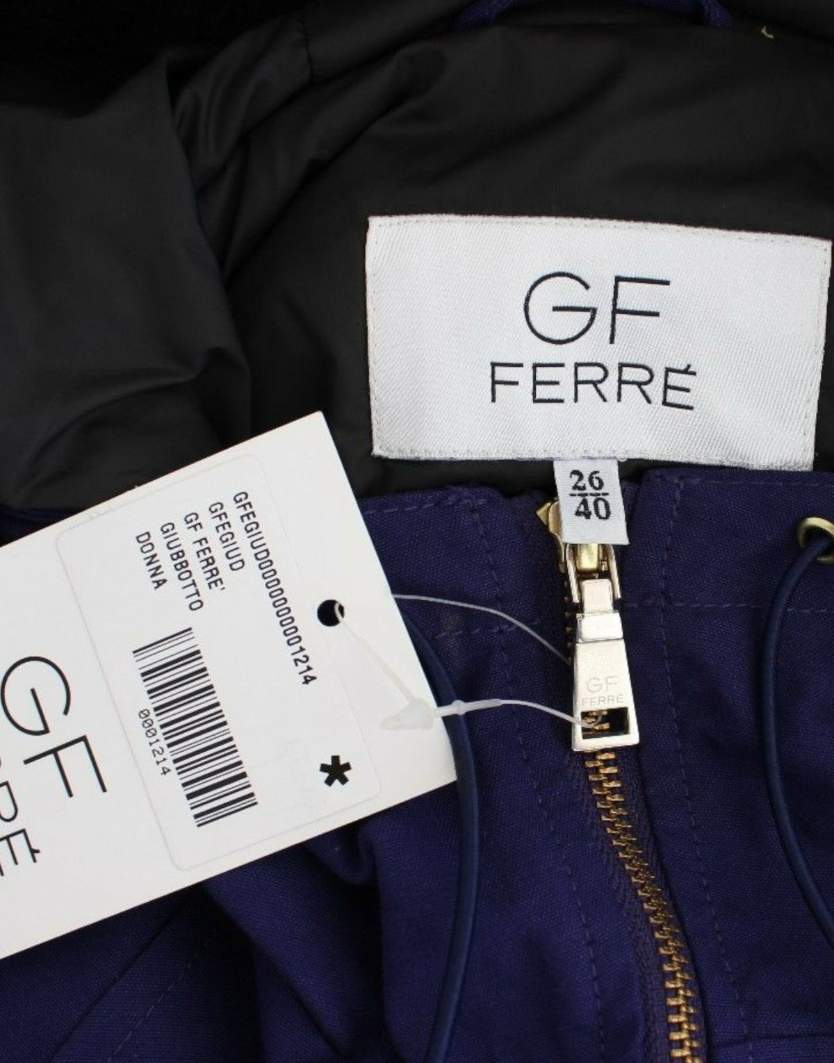 جاكيت مبطن أزرق بغطاء رأس قصير K-Way من GF Ferre