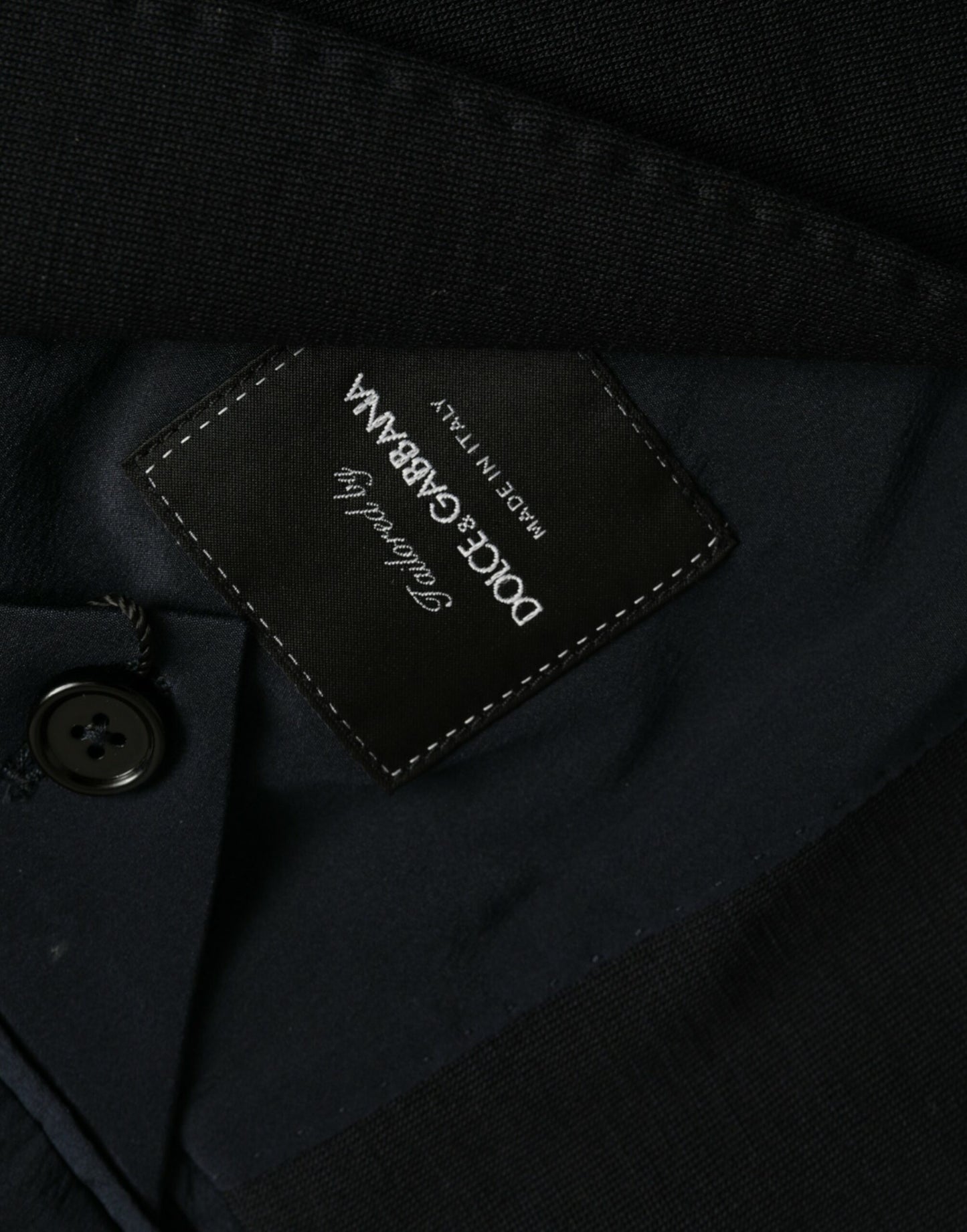 Dolce & Gabbana Dark Blue Wool Notch Single Breasted Coat Blazer