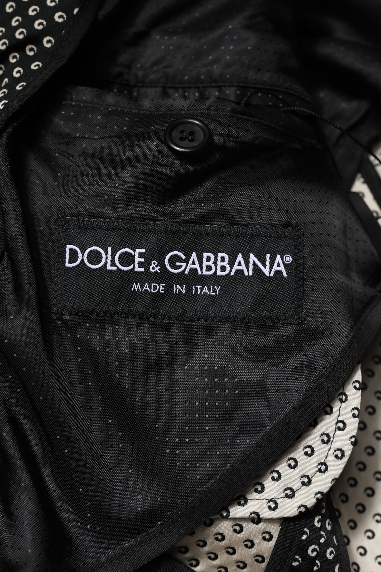 Dolce & Gabbana Dark Gray White Patterned Men Suit Coat Blazer