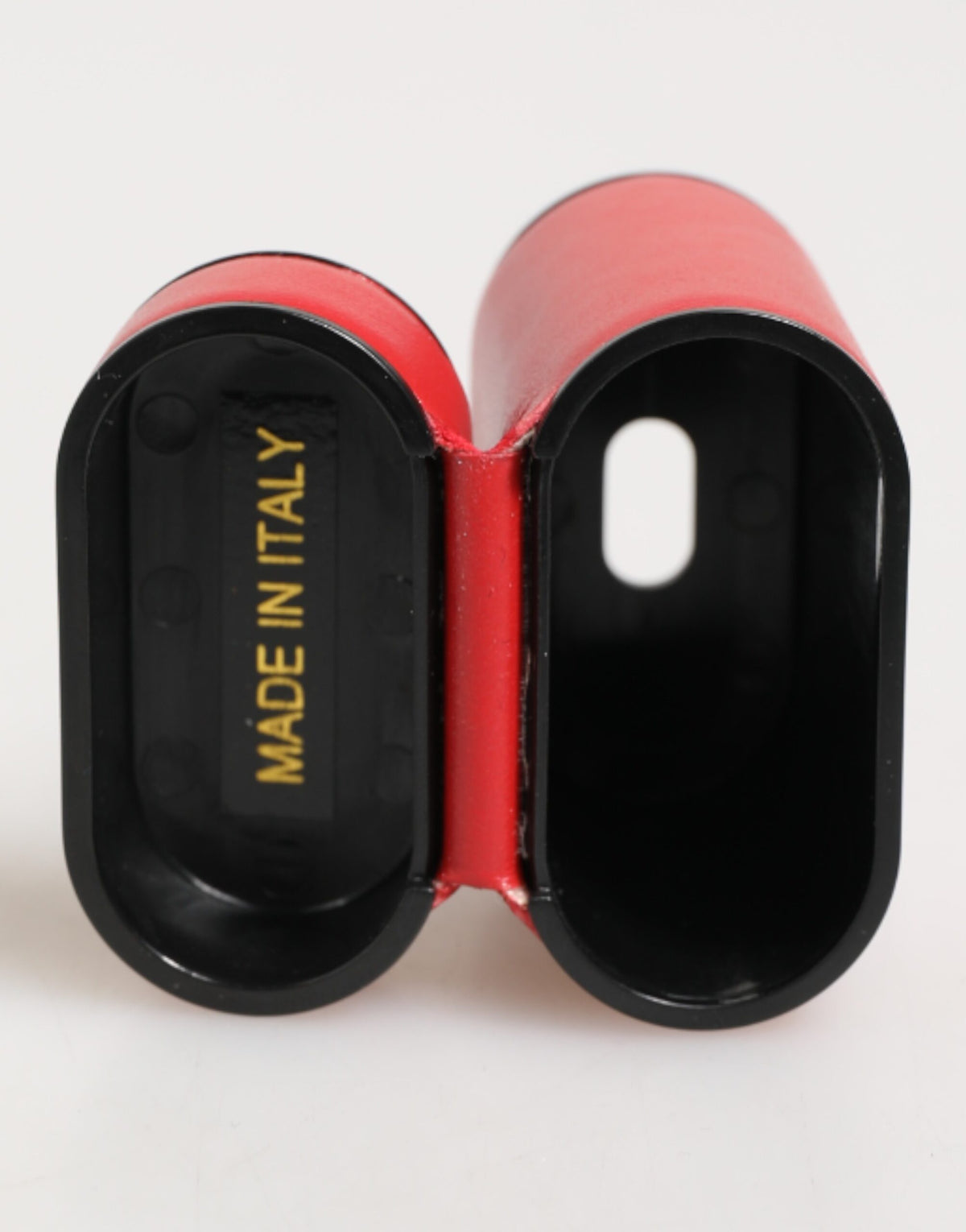 جراب إيربودز من دولتشي آند غابانا أحمر وأبيض من جلد العجل بشعار Flip Holder