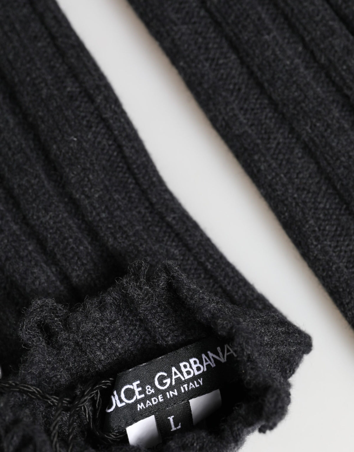 Dolce & Gabbana Dark Gray Virgin Wool Knitted Fingerless Gloves