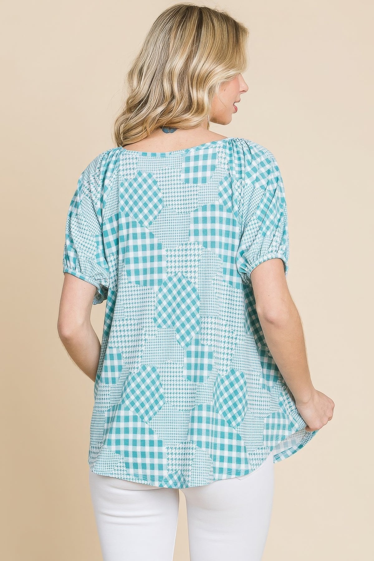 بلوزة كاروهات بنقشة houndstooth