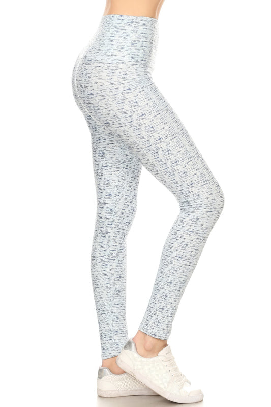 5-inch Long Yoga Style Banded Lined Multi Printed Knit Women Legging With High Waist