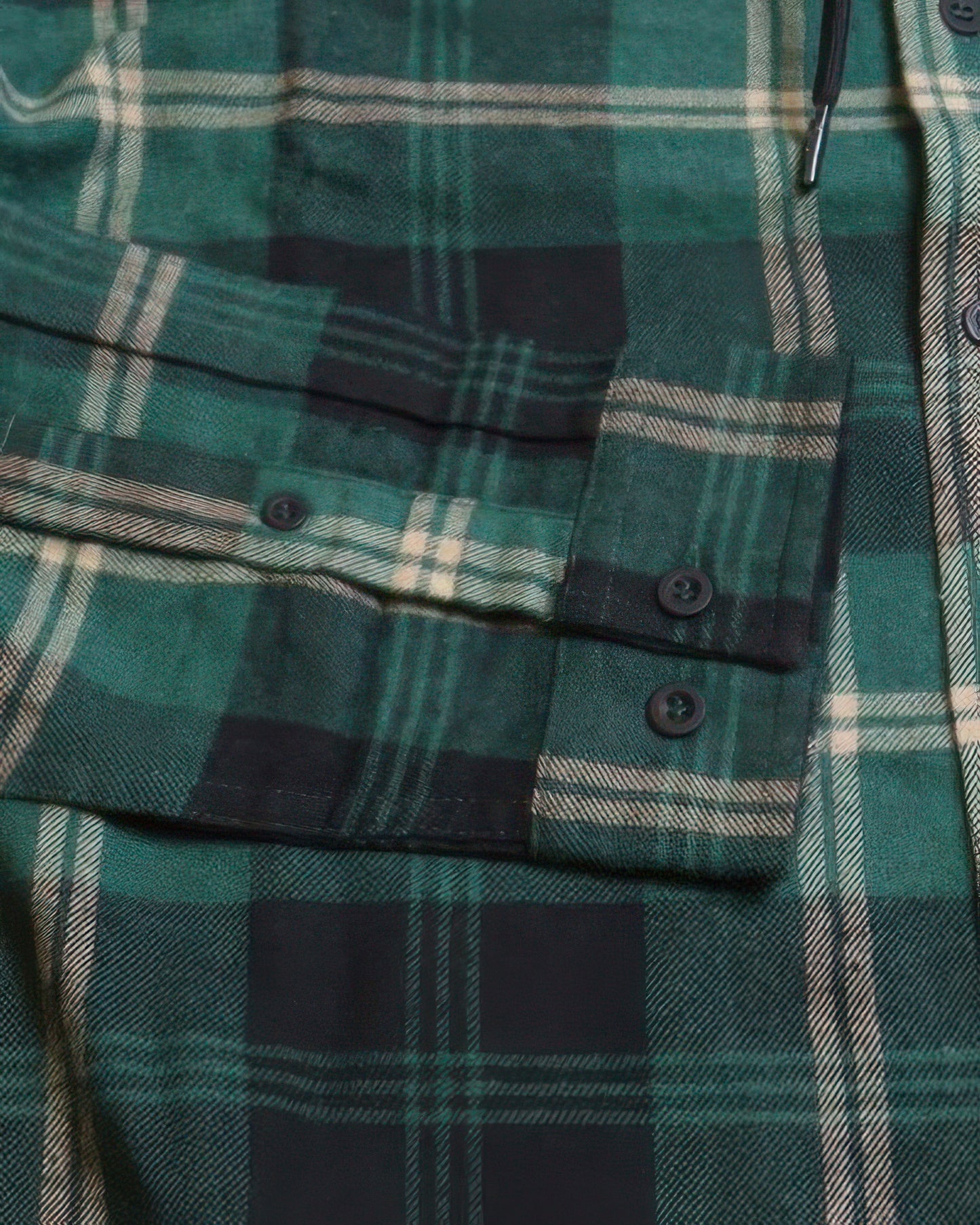 Contrast Pocket Plaid Hooded Shirt Man