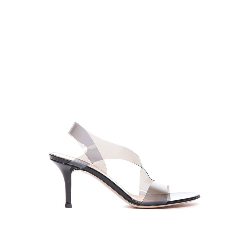 Gianvito Rossi Black Rubber Stiletto Heel Sandals