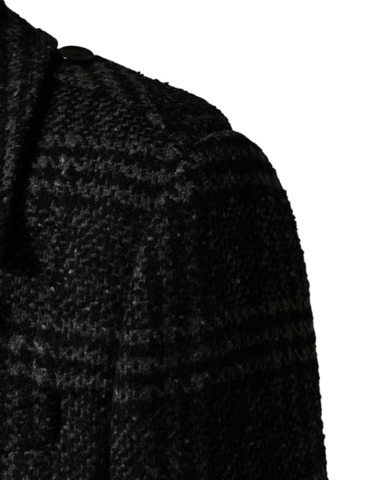 Dolce & Gabbana Grey Double Breasted Plaid Wool Coat Jacket