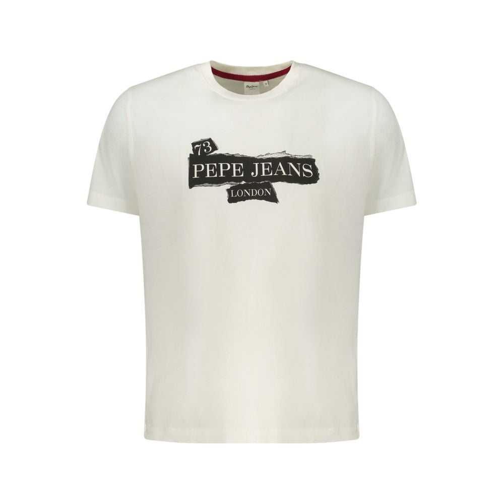 تي شيرت رجالي من Pepe Jeans أبيض قطن