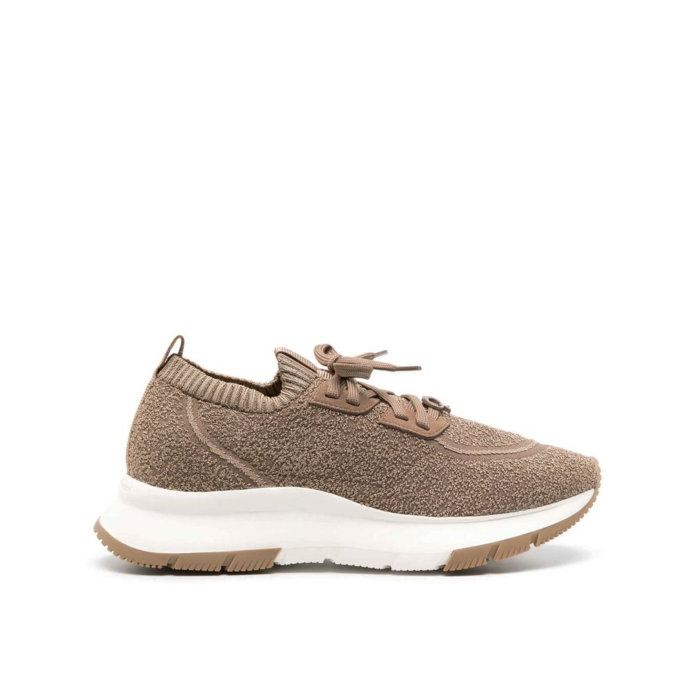 Gianvito Rossi Brown Fabric Chunky Sneakers