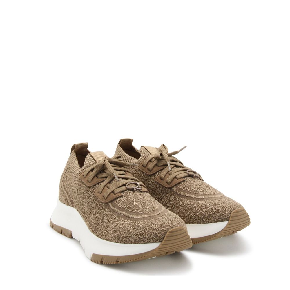Gianvito Rossi Brown Fabric Chunky Sneakers
