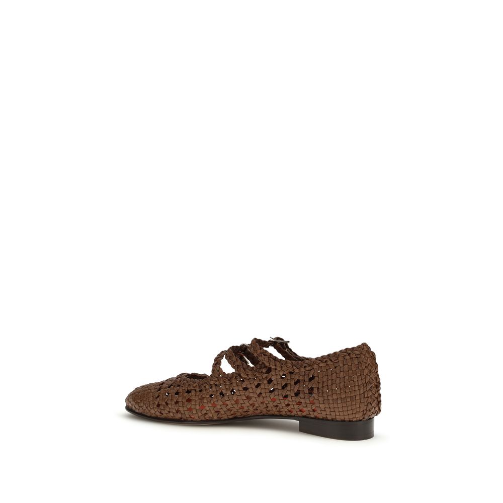 Carel Paris Brown Calf Leather Bos Taurus Ballet Flats