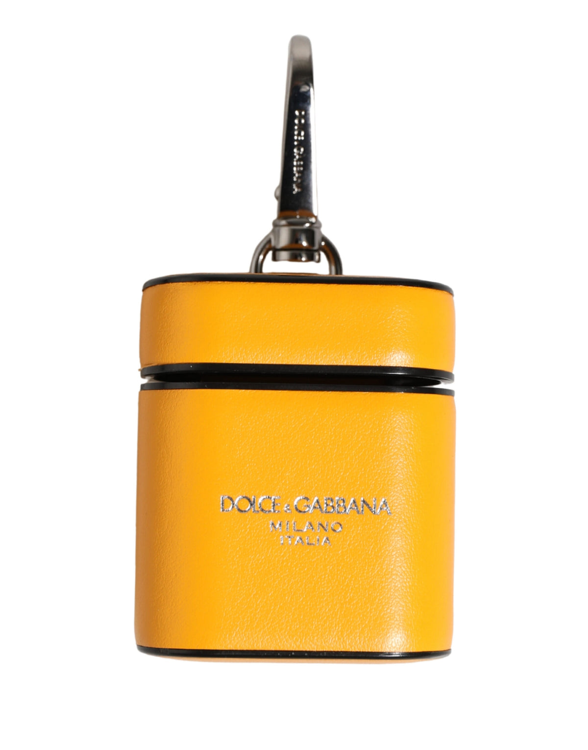 جراب Dolce & Gabbana Airpods من الجلد العجلي الأصفر مع شعار وحزام