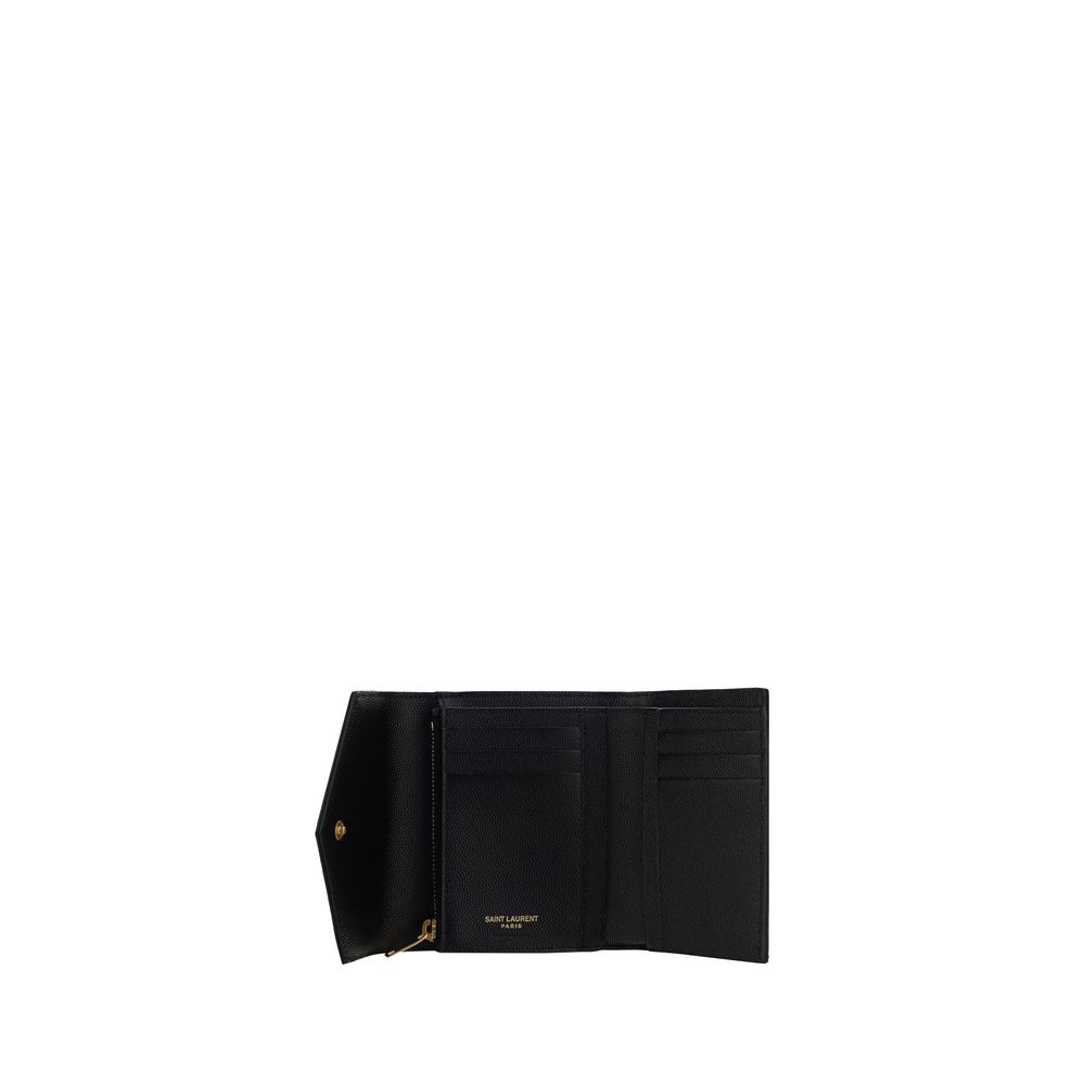 محفظة سان لوران جلد عجل أسود بوس توروس