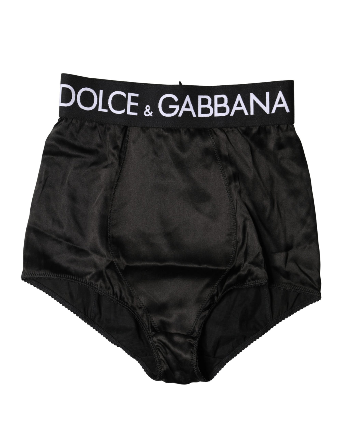 سروال داخلي نسائي داخلي بخصر عالٍ من Dolce & Gabbana باللون الأسود وشعار العلامة التجارية