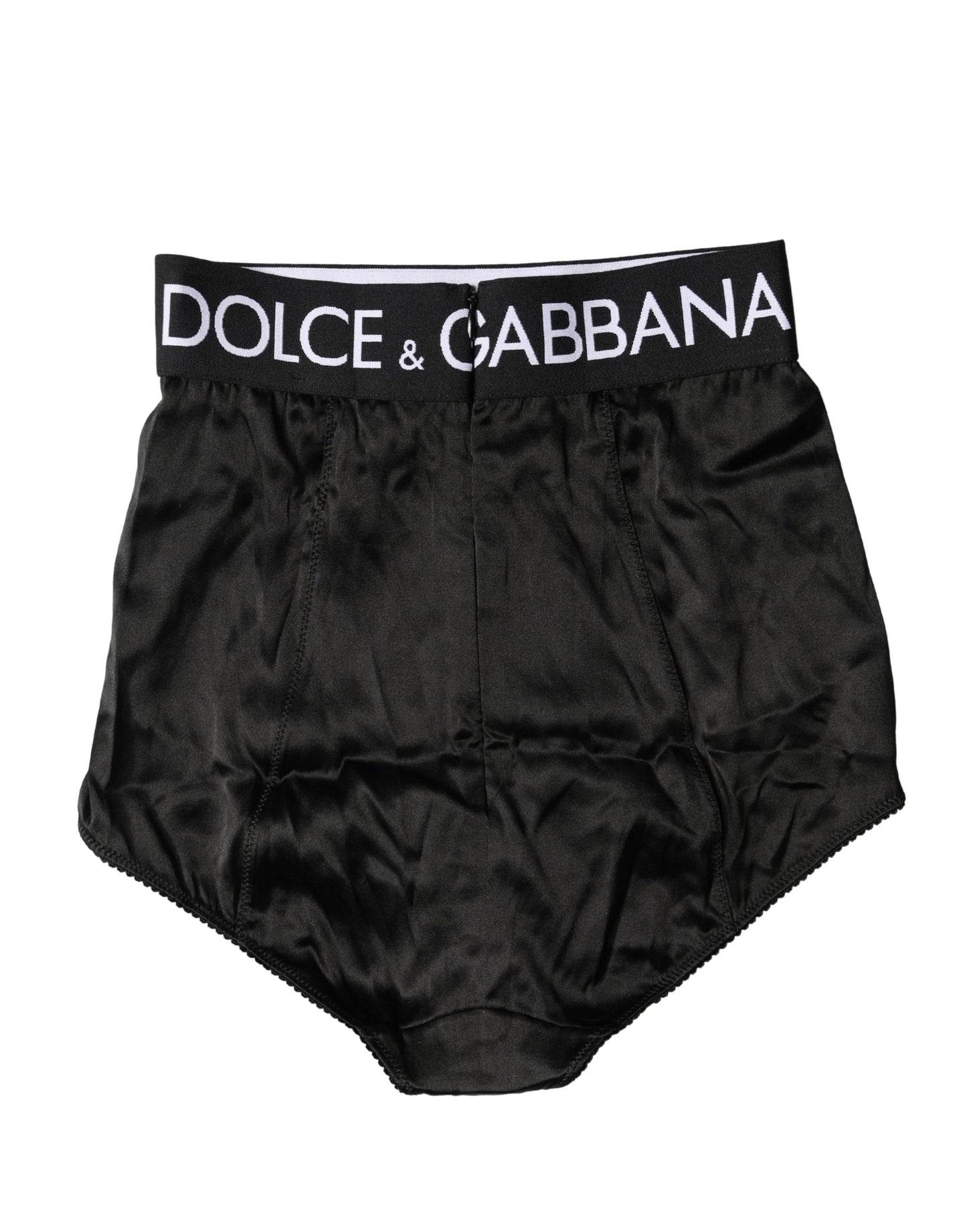 سروال داخلي نسائي داخلي بخصر عالٍ من Dolce & Gabbana باللون الأسود وشعار العلامة التجارية