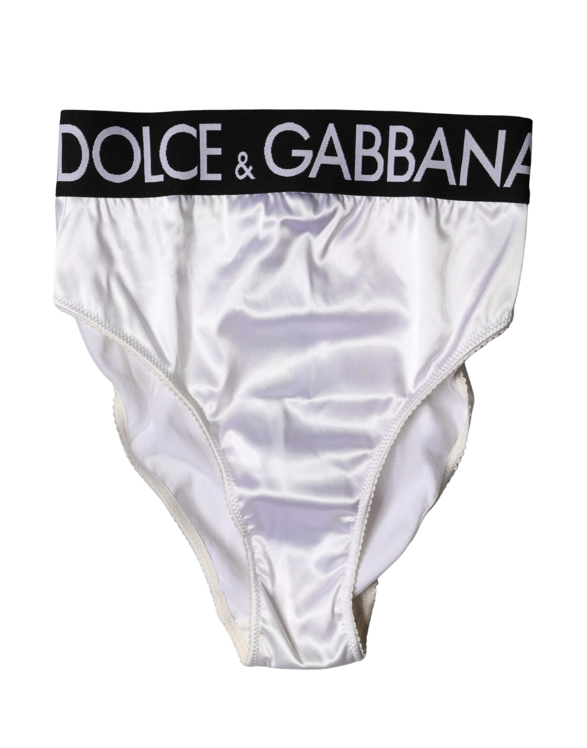 سروال داخلي نسائي بخصر مرتفع وشعار أبيض من Dolce & Gabbana