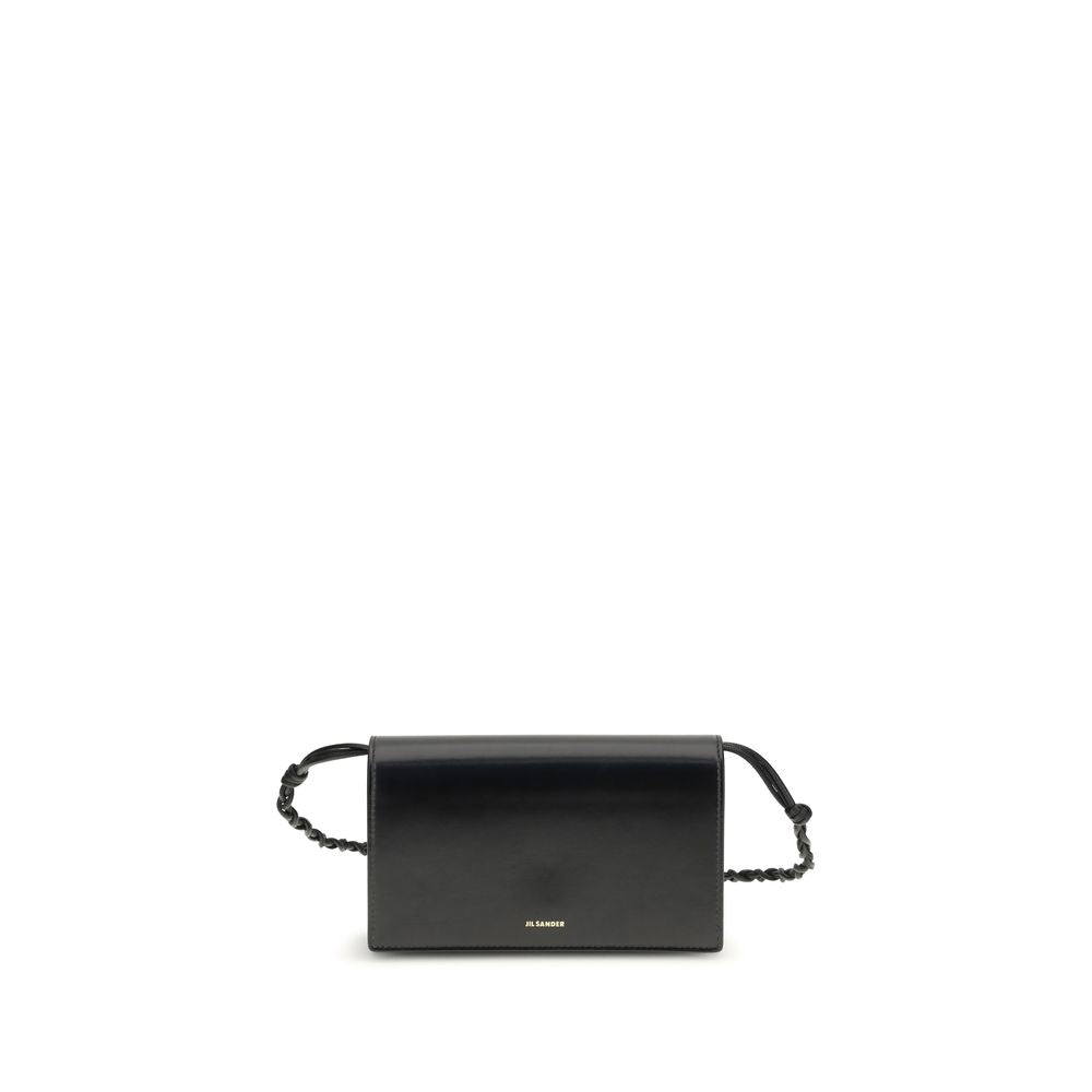 Jil Sander محفظة من جلد عجل أسود بوس توروس