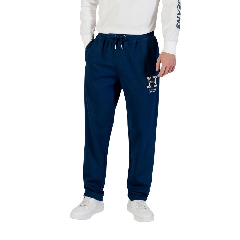 بنطلون رياضي (Joggers) من تومي هيلفيغر باللون الأزرق من القطن المعاد تدويره