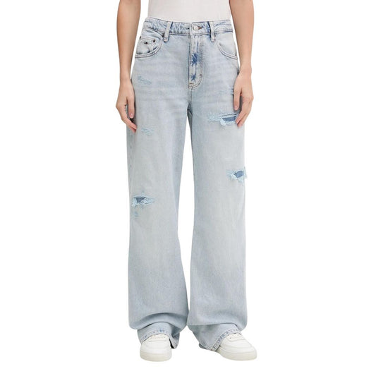 تومي هيلفيغر جينز أزرق فاتح من القطن المعاد تدويره Mom Jeans