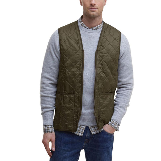 جاكيت باربور أخضر بلا أكمام من البولي أميد
