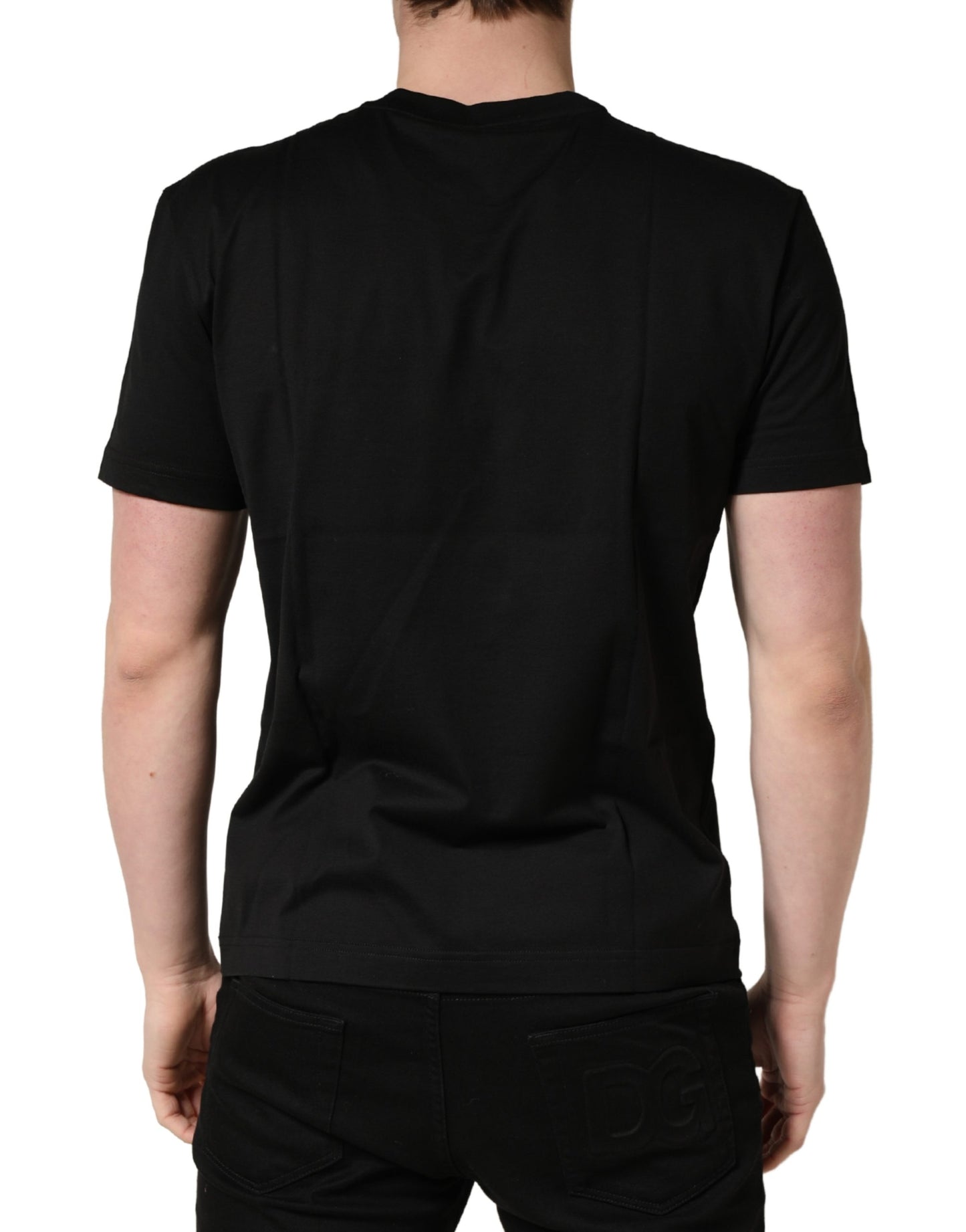 Dolce & Gabbana Black Logo DG Print Cotton Crew Neck T-shirt