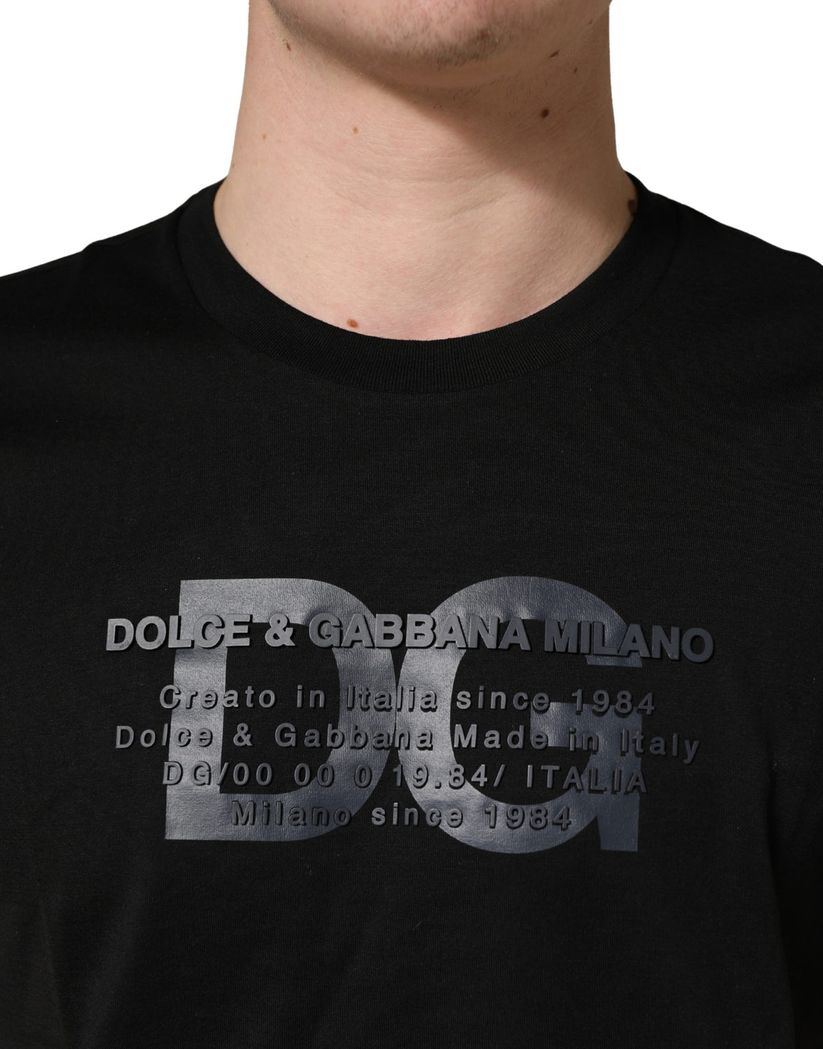 Dolce & Gabbana Black Logo DG Print Cotton Crew Neck T-shirt