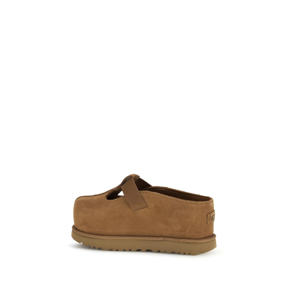 شبشب بغل UGG بني من جلد ربلة الساق (جلد البقر)