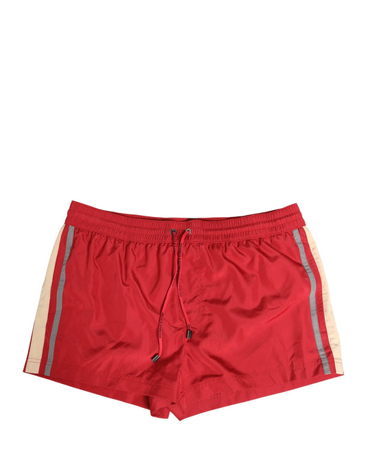 شورت سباحة رجالي من دولتشي آند غابانا من البوليستر الأحمر برباط سحب