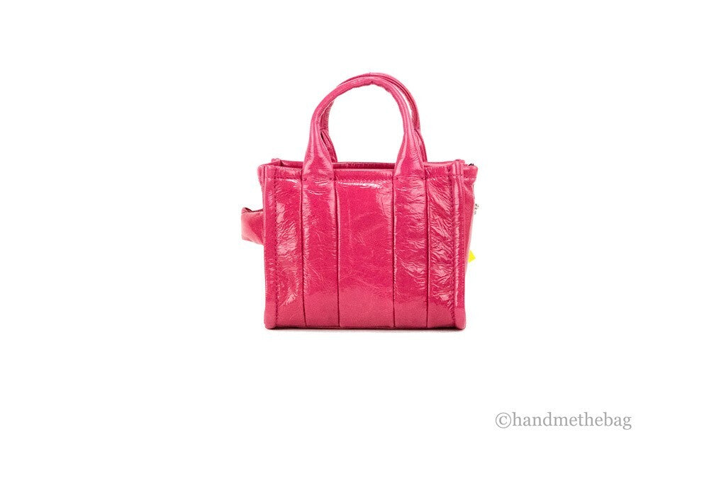 حقيبة كروس بودي مارك جاكوبس The Shiny Crinkle Micro Tote باللون الأرجواني من الجلد