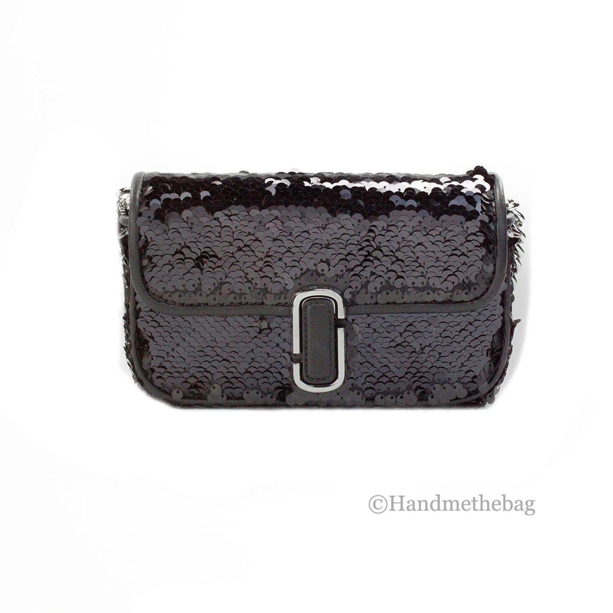 حقيبة كتف مارك جاكوبس The Mini J Marc صغيرة الحجم سوداء مطرزة بترتر