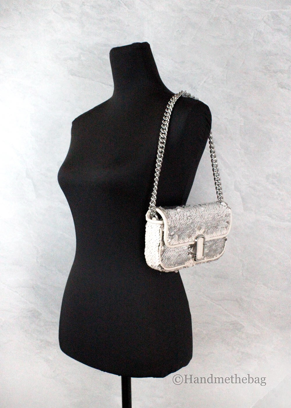 حقيبة مارك جاكوبس The Mini J Marc Shoulder Bag Cream Sequined Crossbody