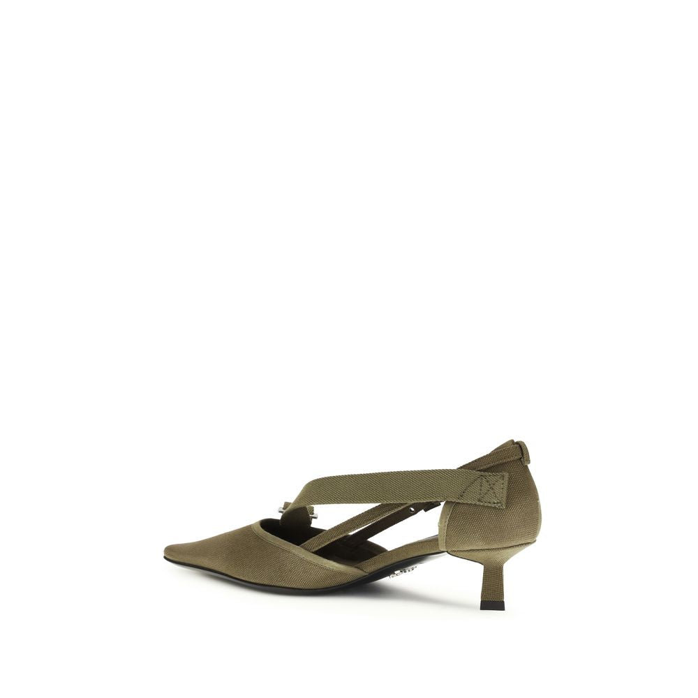 حذاء برادا بكعب متوسط من القطن بلونين
